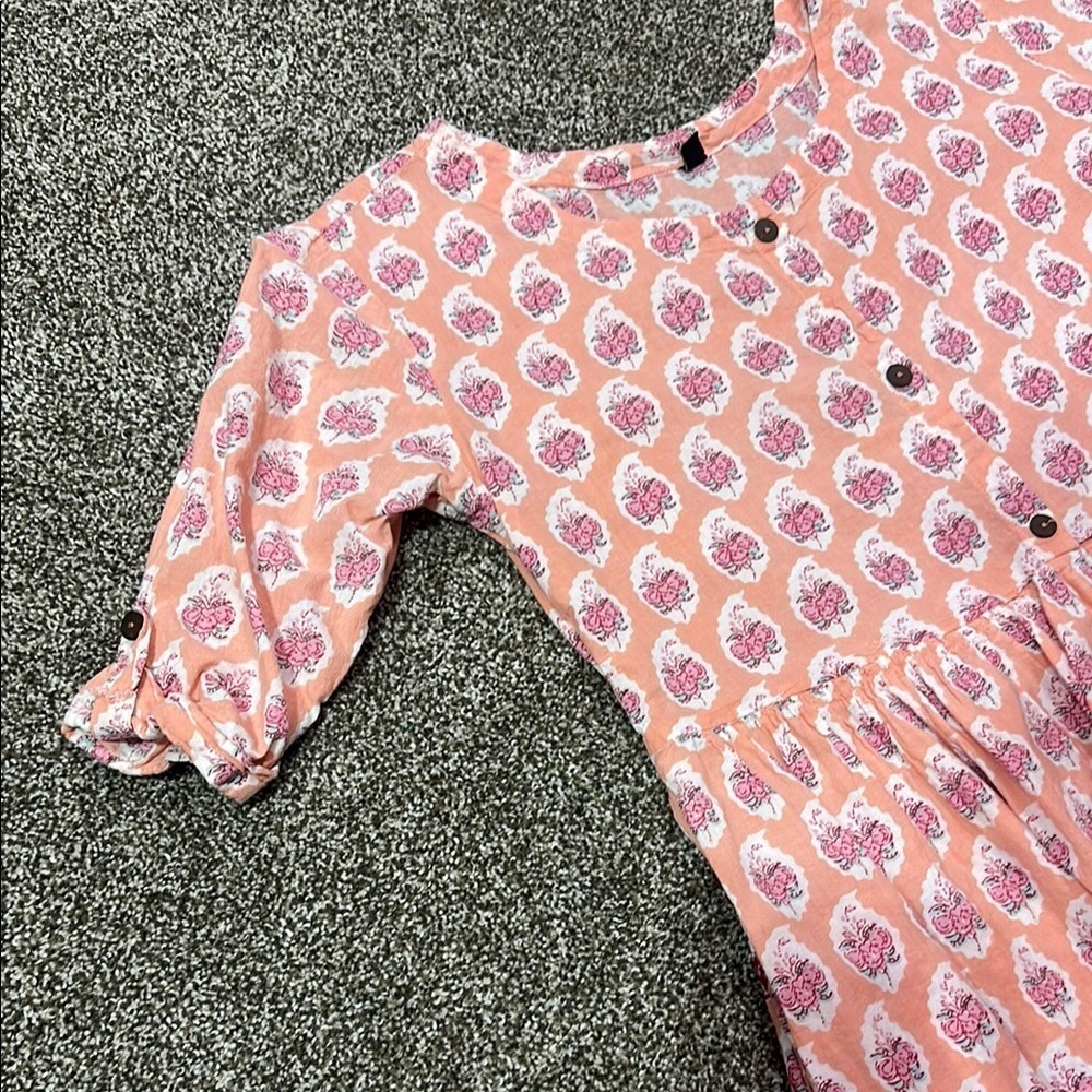Peasant Pink and White Patterned Dress - marked EU size 40 - fits like a 6/8 Med - Picture 8 of 10